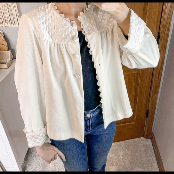 Vintage Christian Dior Quilted Intimates Top Shirt Jacket - Picture 2 of 11